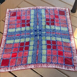 Vera Neumann Vintage Colorful Checkered Scarf Red Green Blue Square